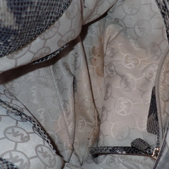 Michael Kors Ombré Hamilton Leather Snakeskin Embossed Satchel Shoulder Bag - Picture 8 of 15